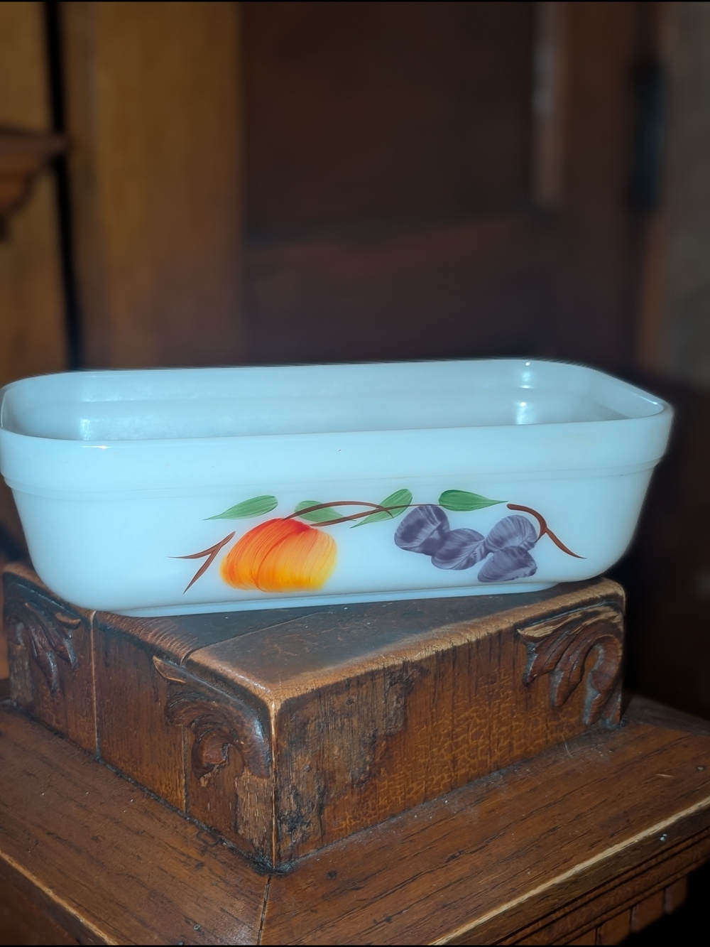 Vintage Fire King Refrigerator Dish Fruit Hand Painted 1950s euc cute
